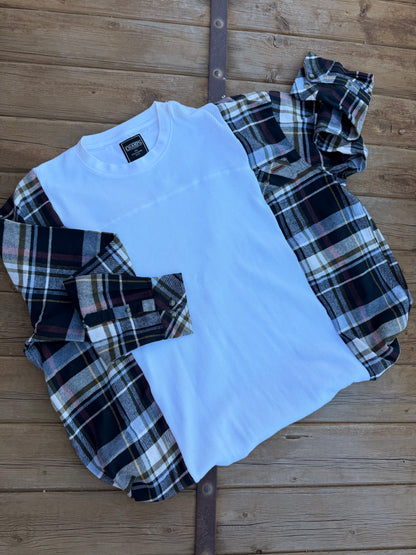 Reworked - oversized blues Flannel tshirt - size L-XXL