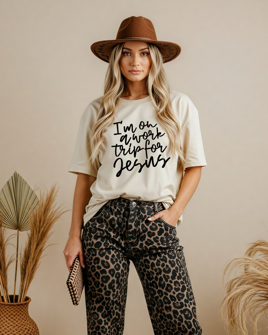 Work Trip with Jesus - DTF Printed Graphic Tee