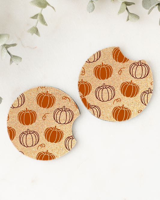 Set of 2 Car Coasters- pumpkin bliss