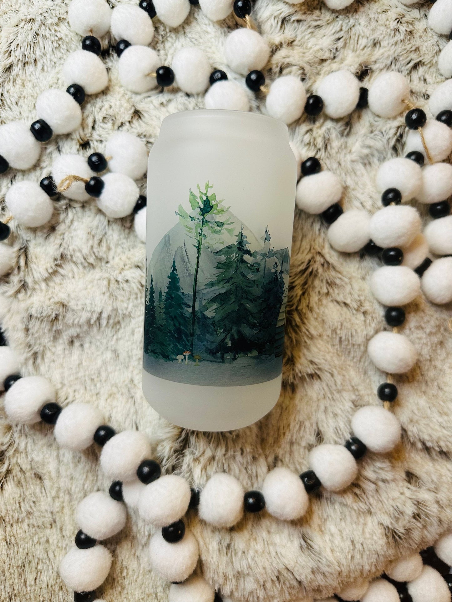 Camping Printed Libby Glass - Dishwasher Safe