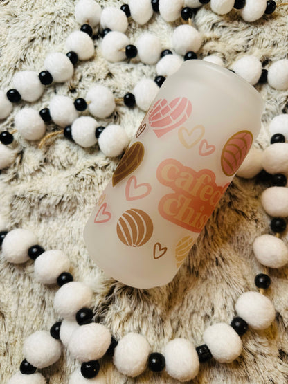 Caffecito y Chisme Printed Libby Glass