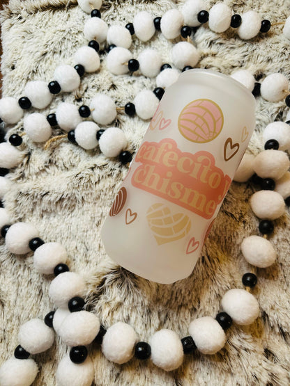 Caffecito y Chisme Printed Libby Glass