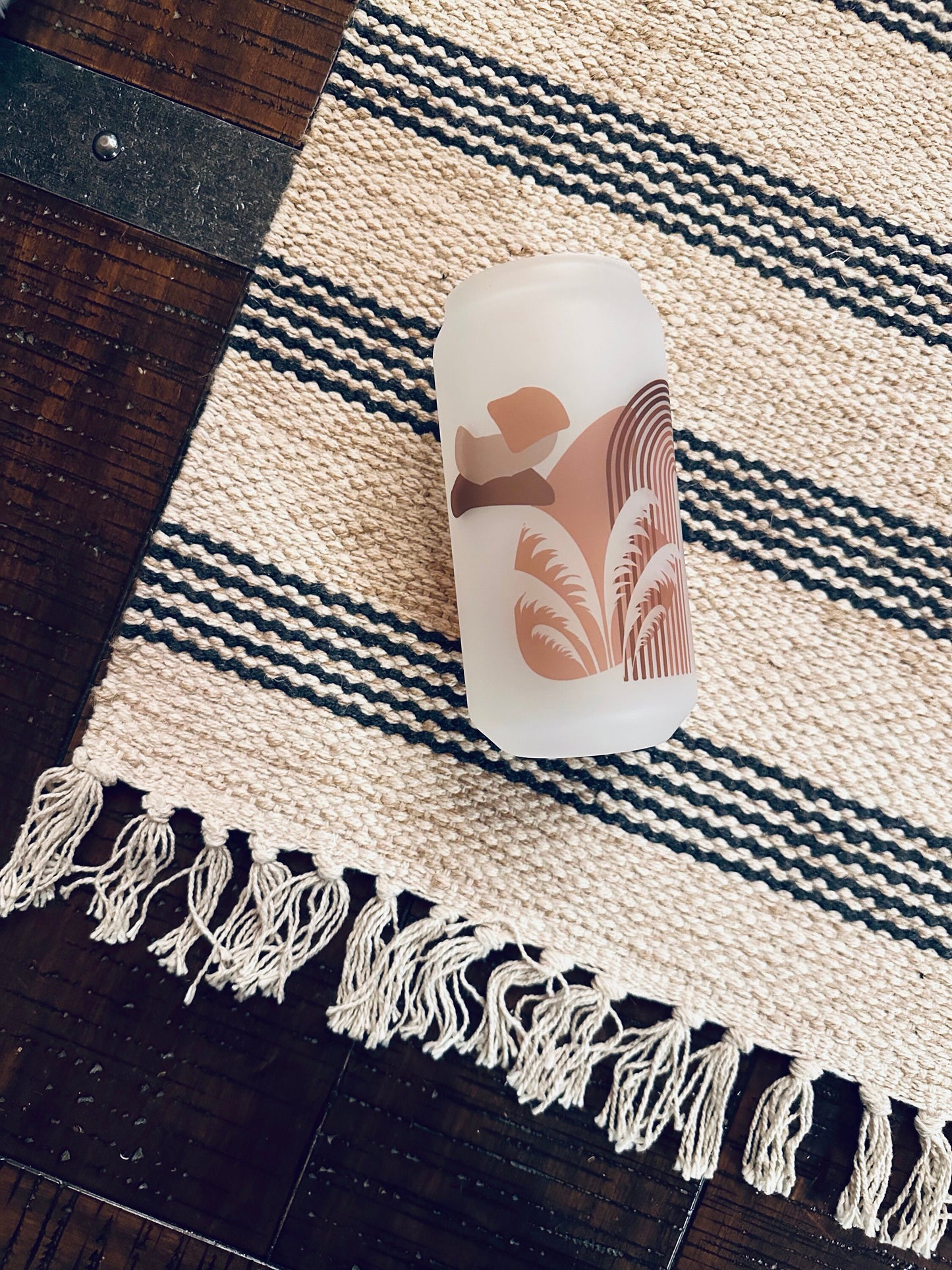 Boho Rainbow Printed Libby Glass- Frosted