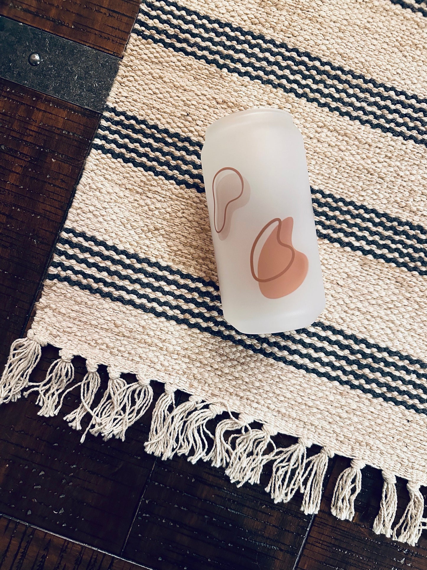 Boho Rainbow Printed Libby Glass- Frosted