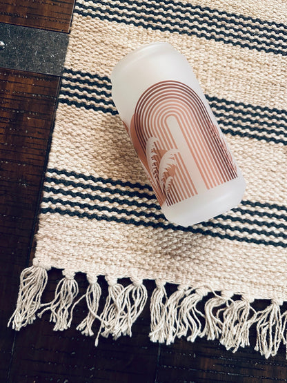 Boho Rainbow Printed Libby Glass- Frosted