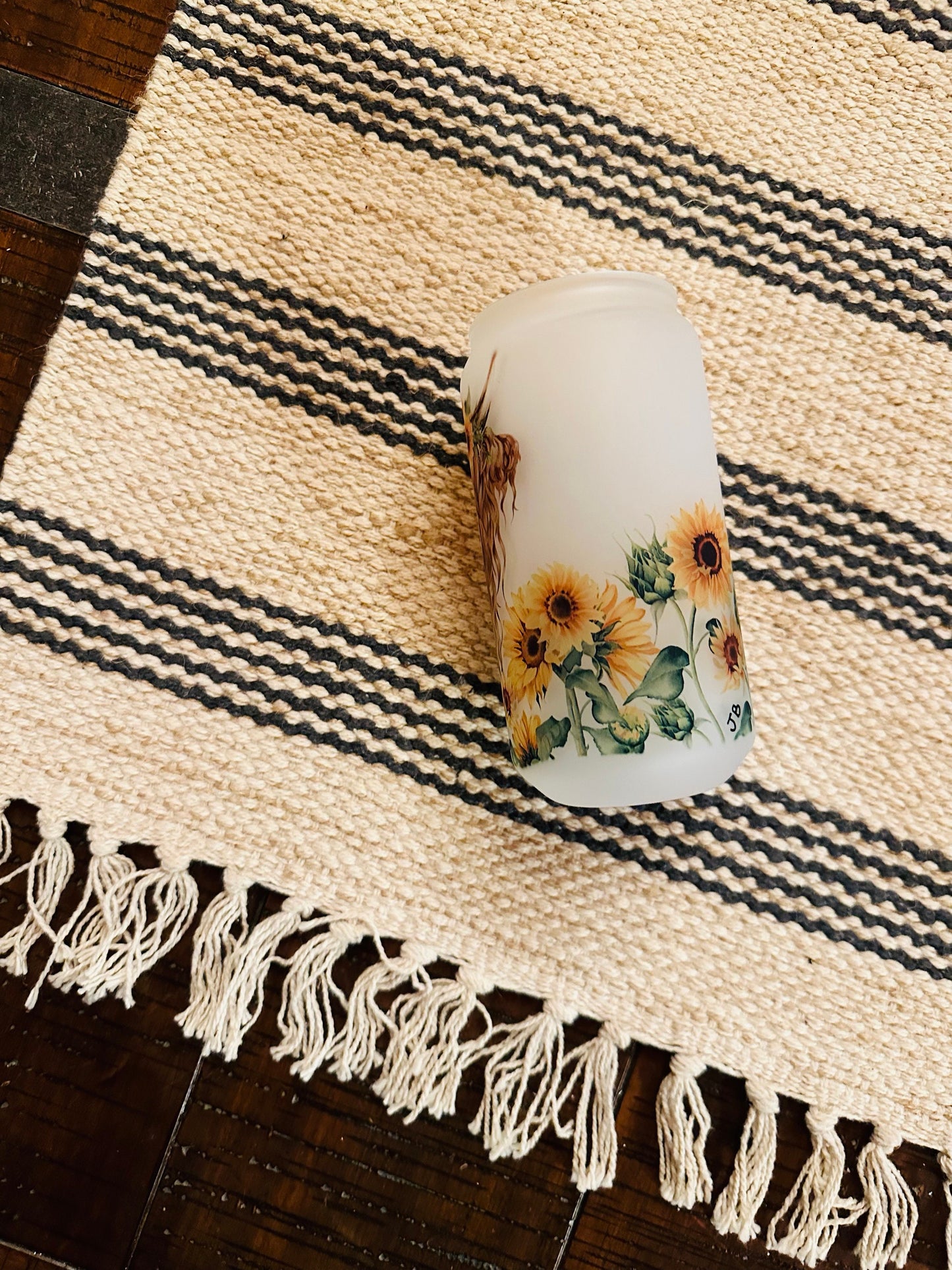 Whimsical Bull Printed Libby Glass - Frosted