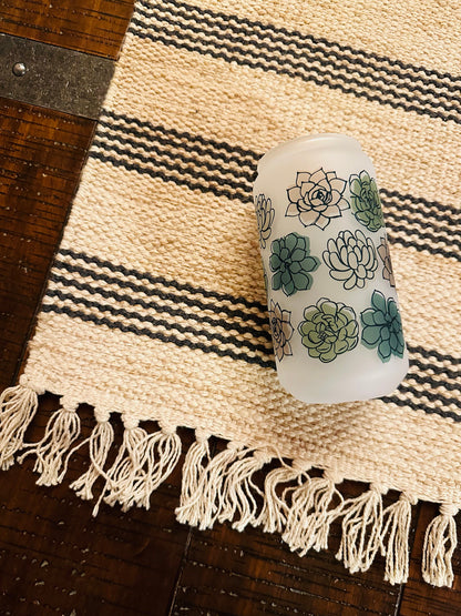Succulent Printed Libby Glass- Frosted