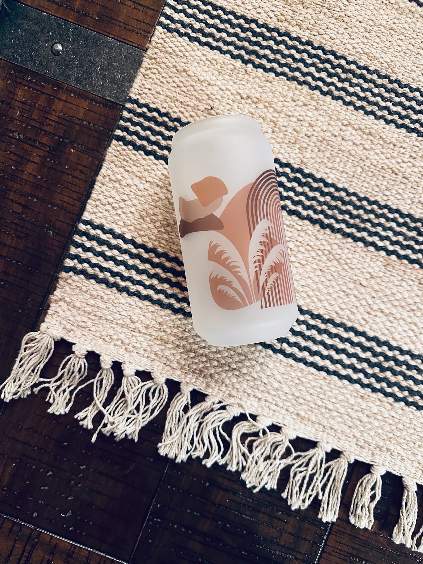 Boho Rainbow Printed Libby Glass- Frosted