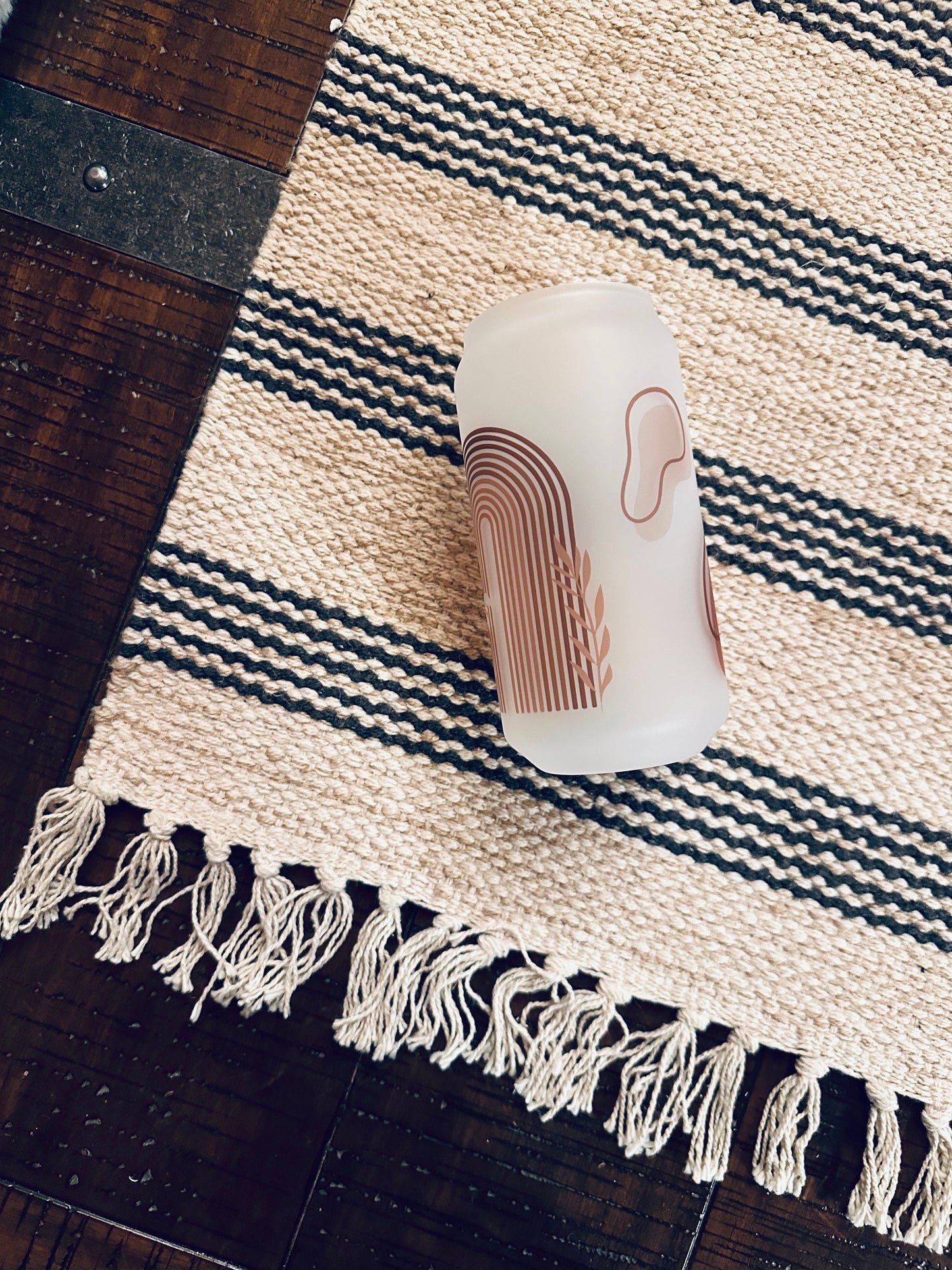 Boho Rainbow Printed Libby Glass- Frosted