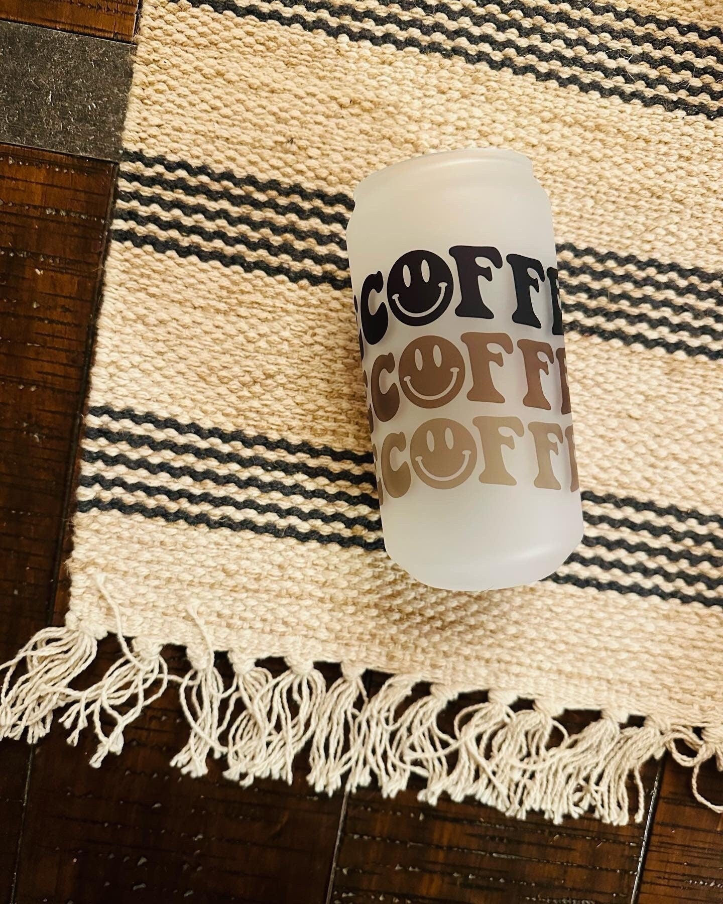 Coffee Printed Libby Glass - Frosted Dishwasher Safe