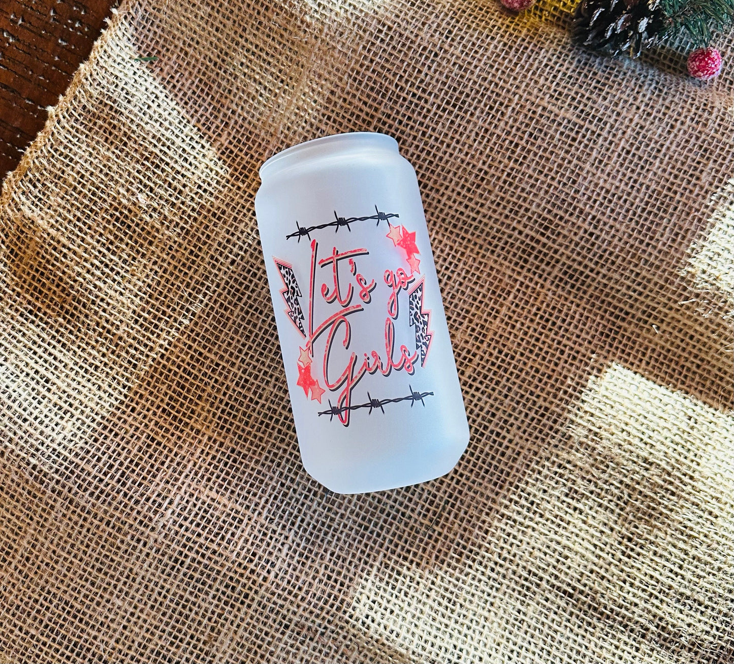 Lets Go Girls Printed Libby Glass- Frosted