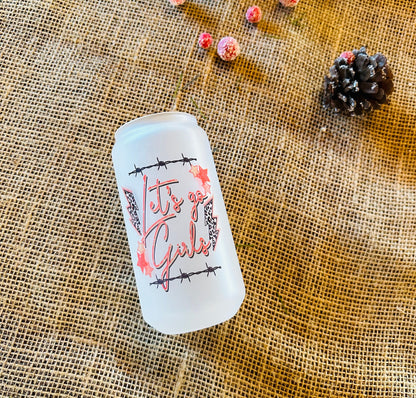 Lets Go Girls Printed Libby Glass- Frosted
