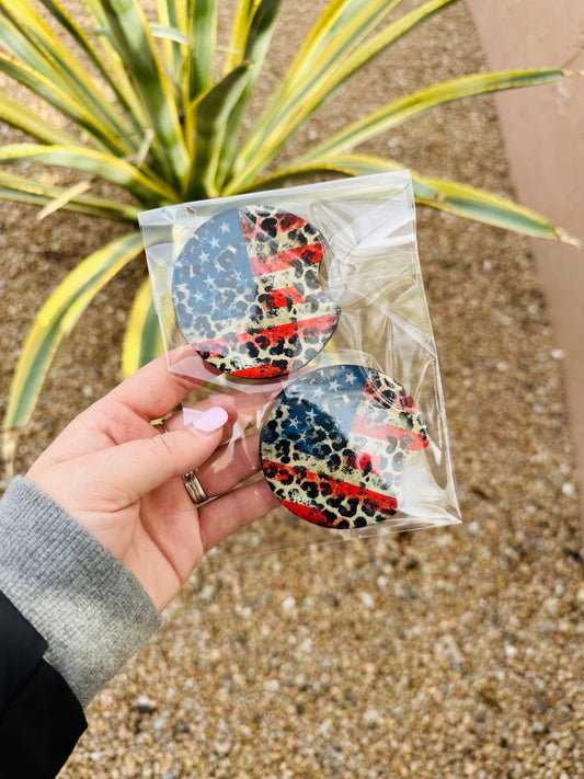 Set of 2 Car Coasters- American Cheetah
