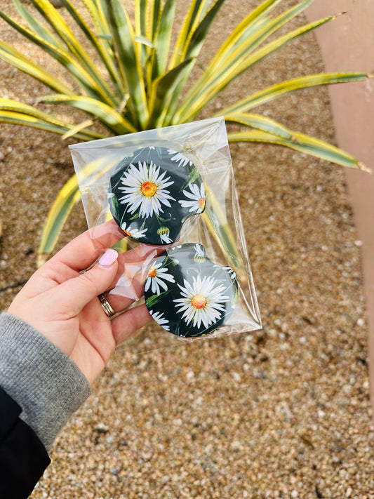 Set of 2 Car Coasters- Wide Daisy