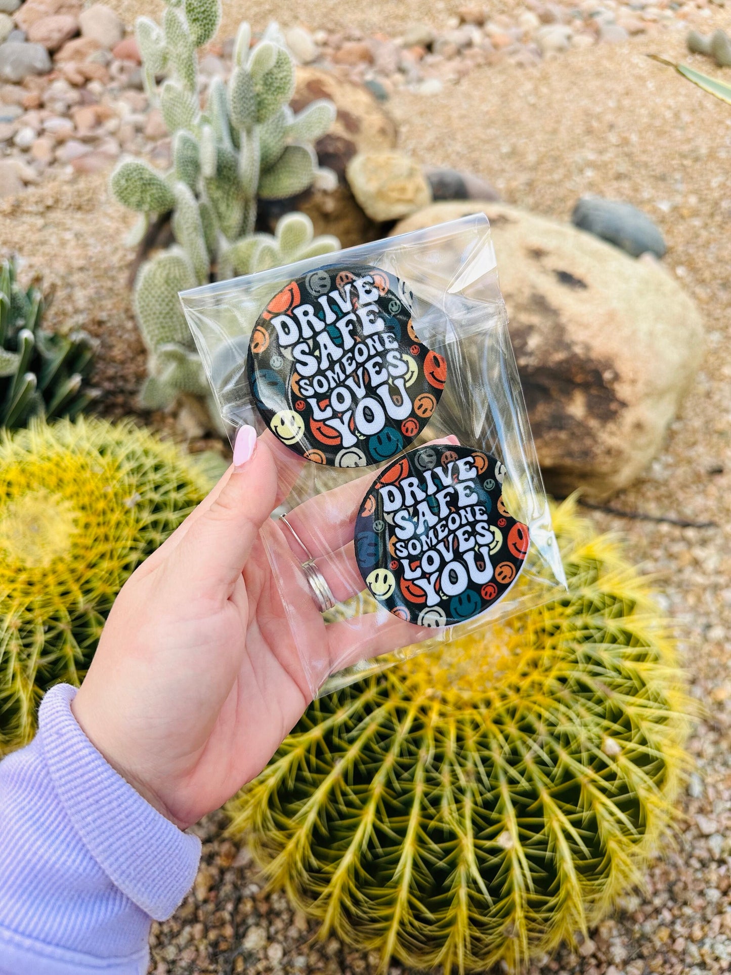 Set of 2 Car Coasters- Drive Safe, Someone Loves You