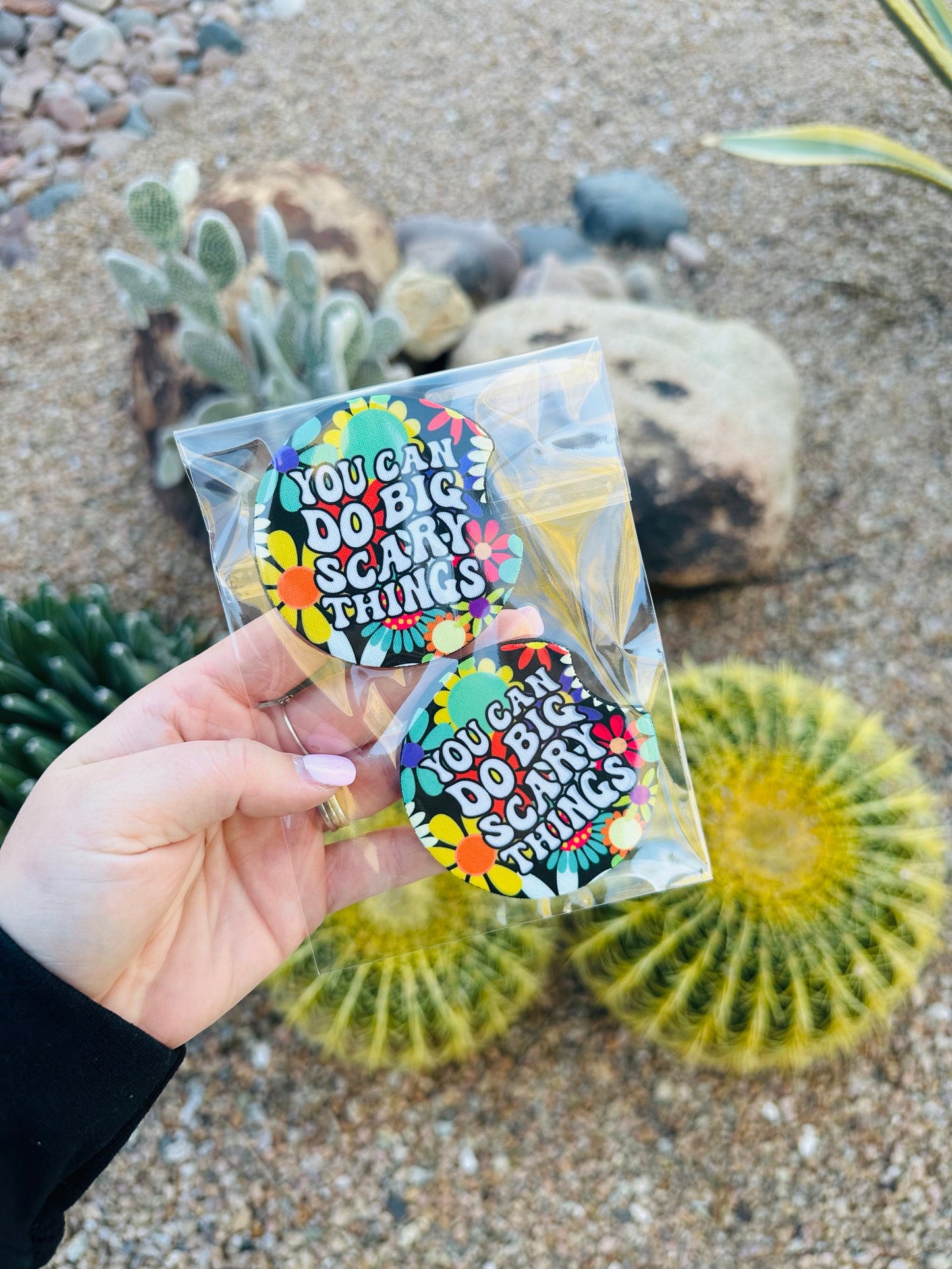 Set of 2 Car Coasters - You Can Do Big Scary Things
