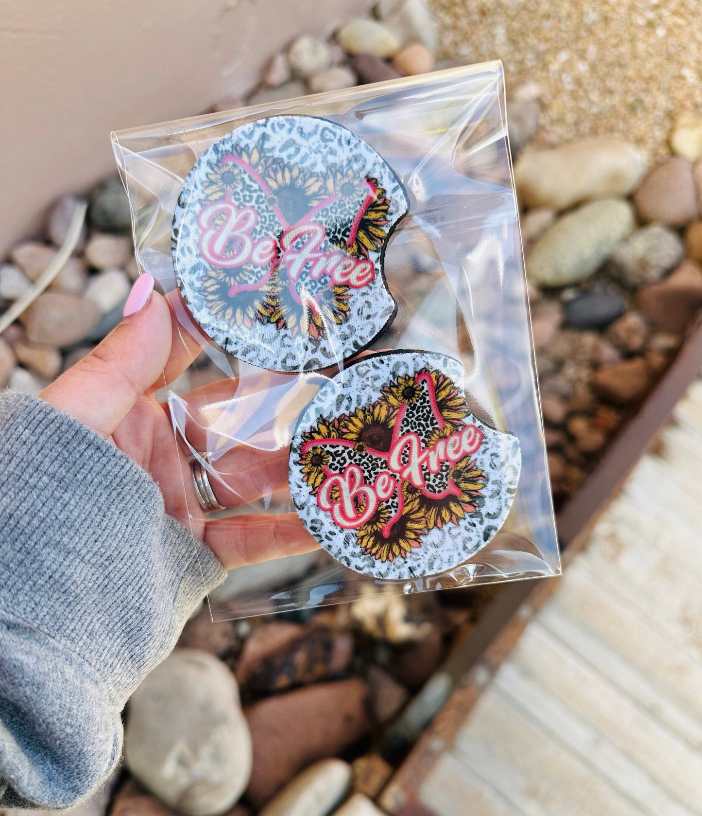 Set of 2 Car Coasters- Be Free