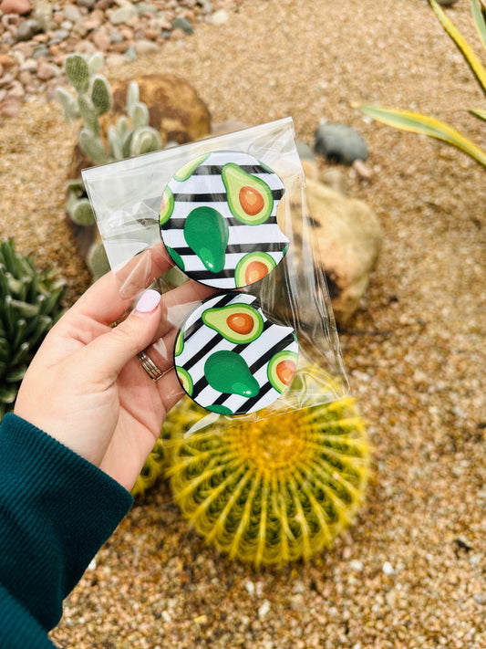Set of 2 Car Coasters- Avacado Love