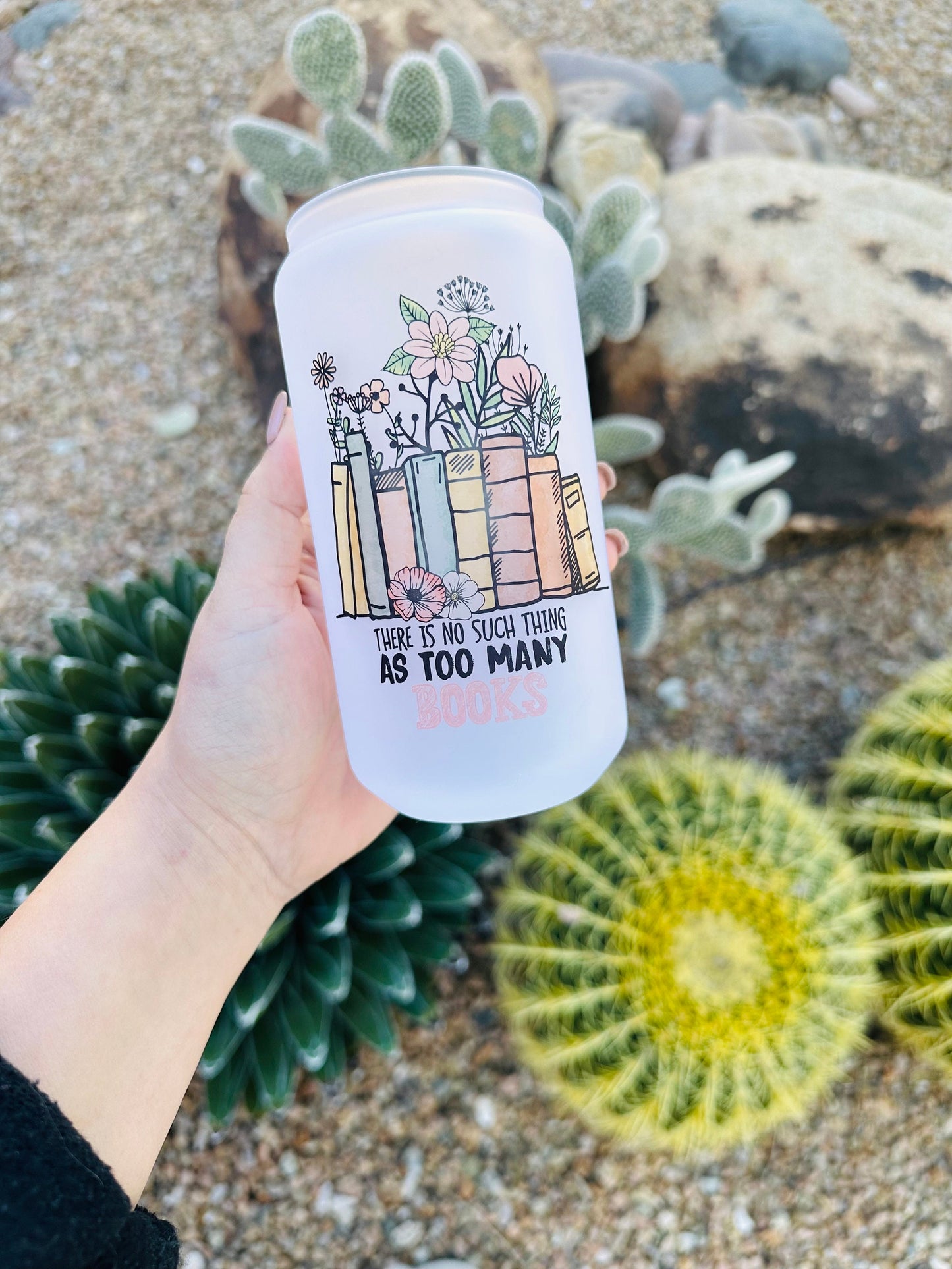 No Such Thing As Too Many Books Printed Libby Glass - dishwasher Safe