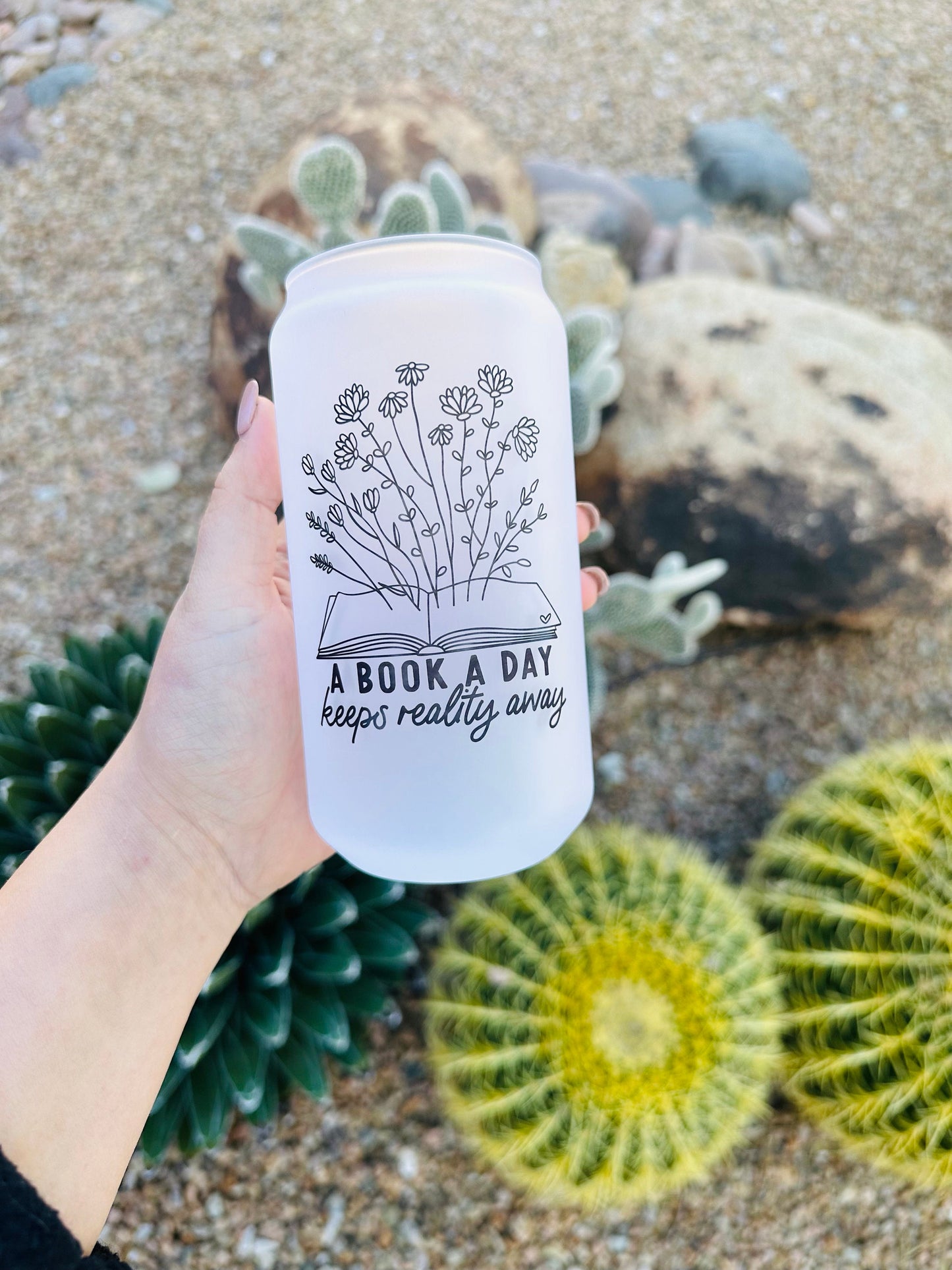 A Book A Day Keeps Reality Away Printed Libby Glass - Dishwasher Safe