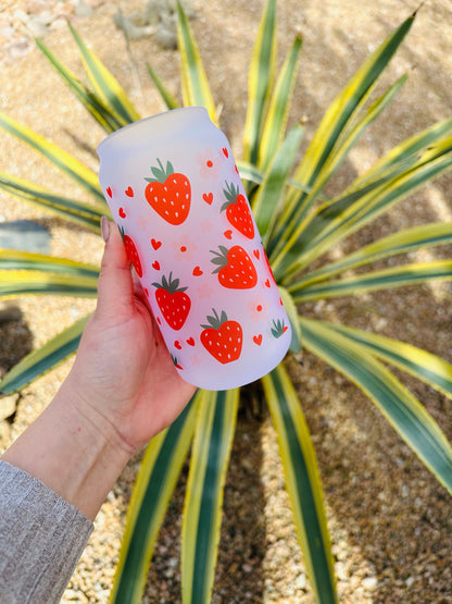 Strawberry Dream Printed Libby Glass - Dishwasher Safe