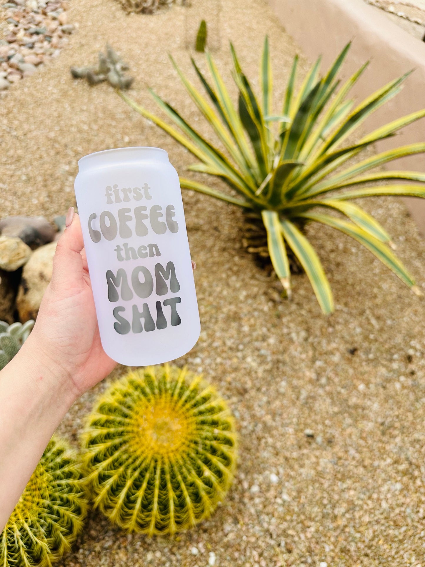 First Coffee, Then Mom Sh** Printed Libby Glass