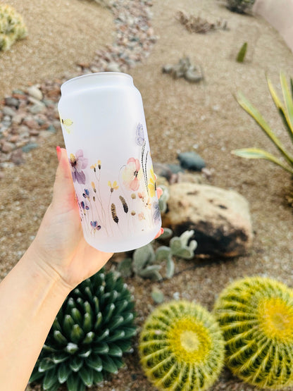 Watercolor Floral Printed Libby Glass - Dishwasher Safe