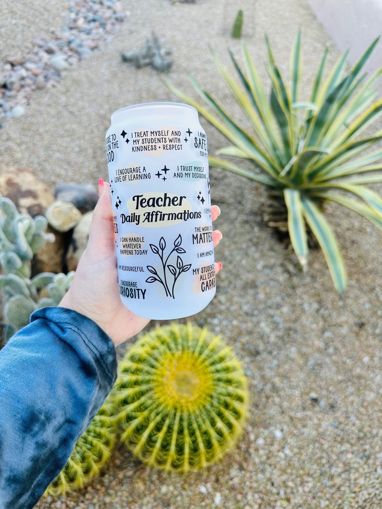Teacher Daily Affirmations Printed Libby Glass - Dishwasher Safe