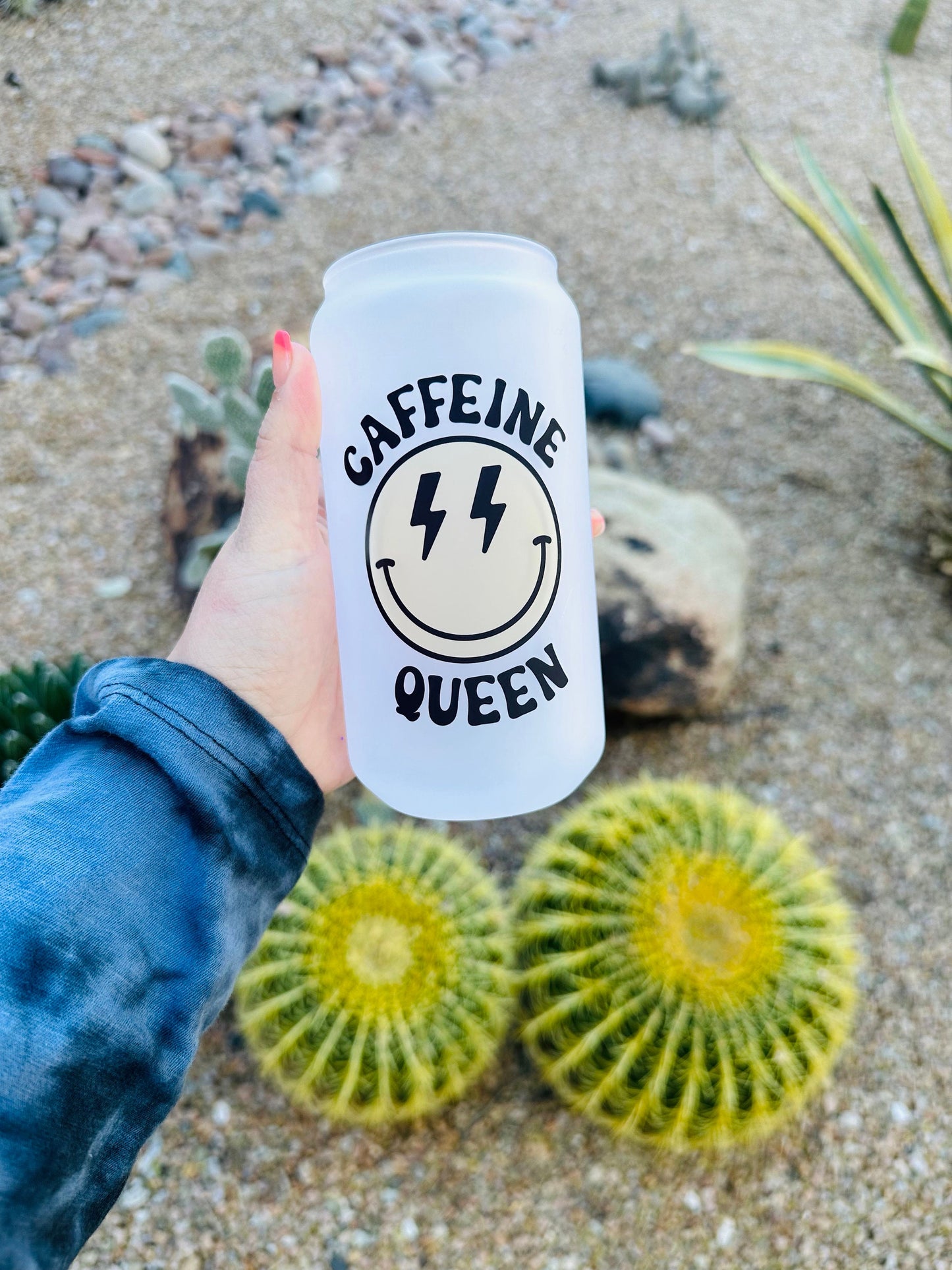 Caffeine Queen Printed Libby Glass - Dishwasher Safe