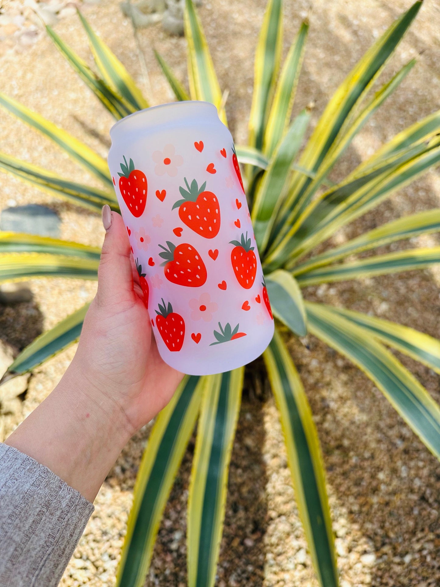 Strawberry Dream Printed Libby Glass - Dishwasher Safe
