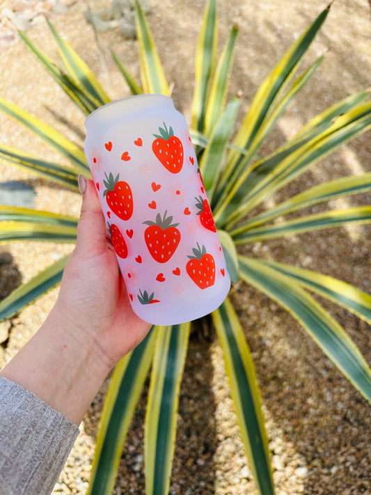 Strawberry Dream Printed Libby Glass - Dishwasher Safe
