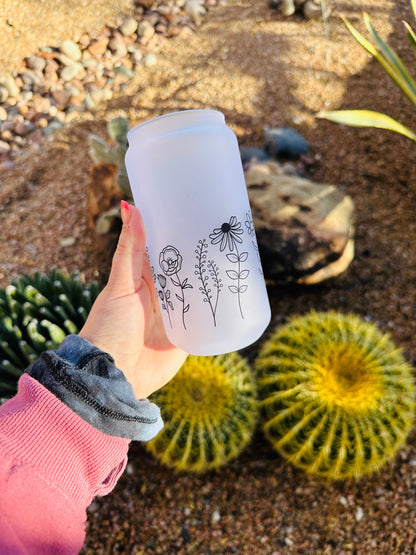 Floral Lines Printed Libby Glass - Dishwasher Safe