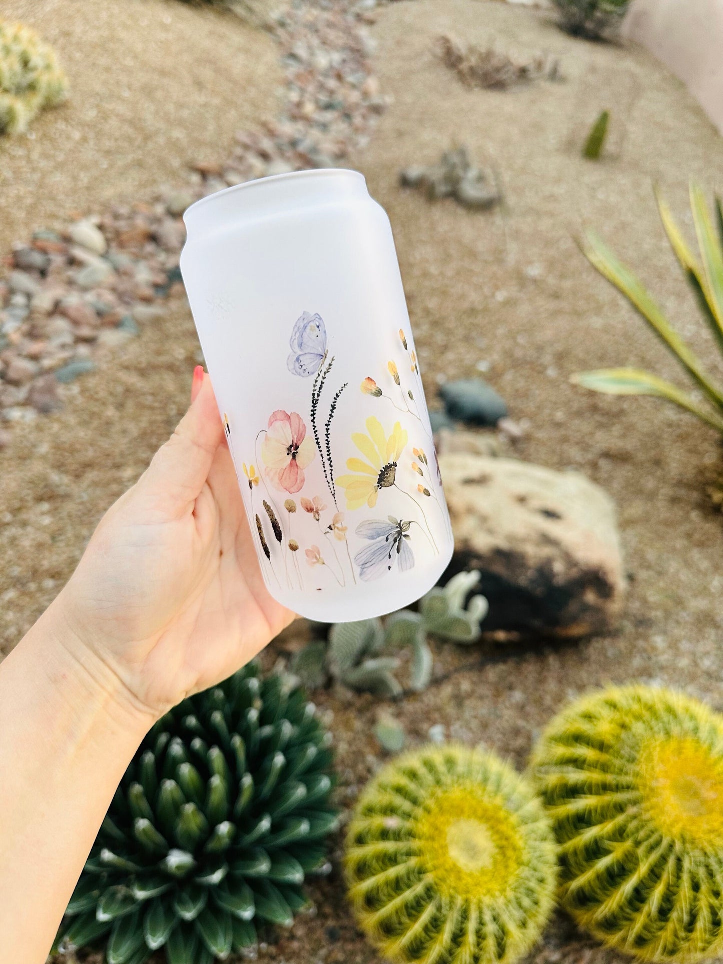 Watercolor Floral Printed Libby Glass - Dishwasher Safe