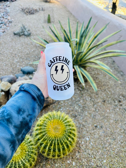 Caffeine Queen Printed Libby Glass - Dishwasher Safe