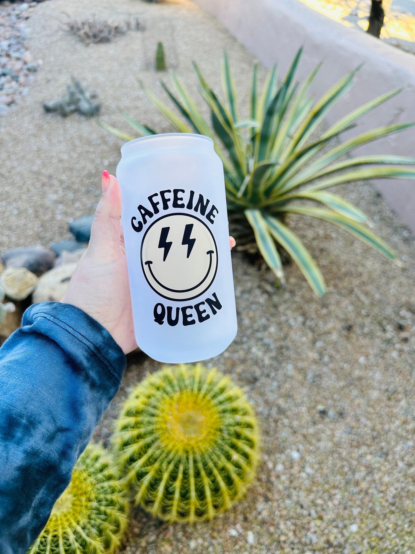 Caffeine Queen Printed Libby Glass - Dishwasher Safe