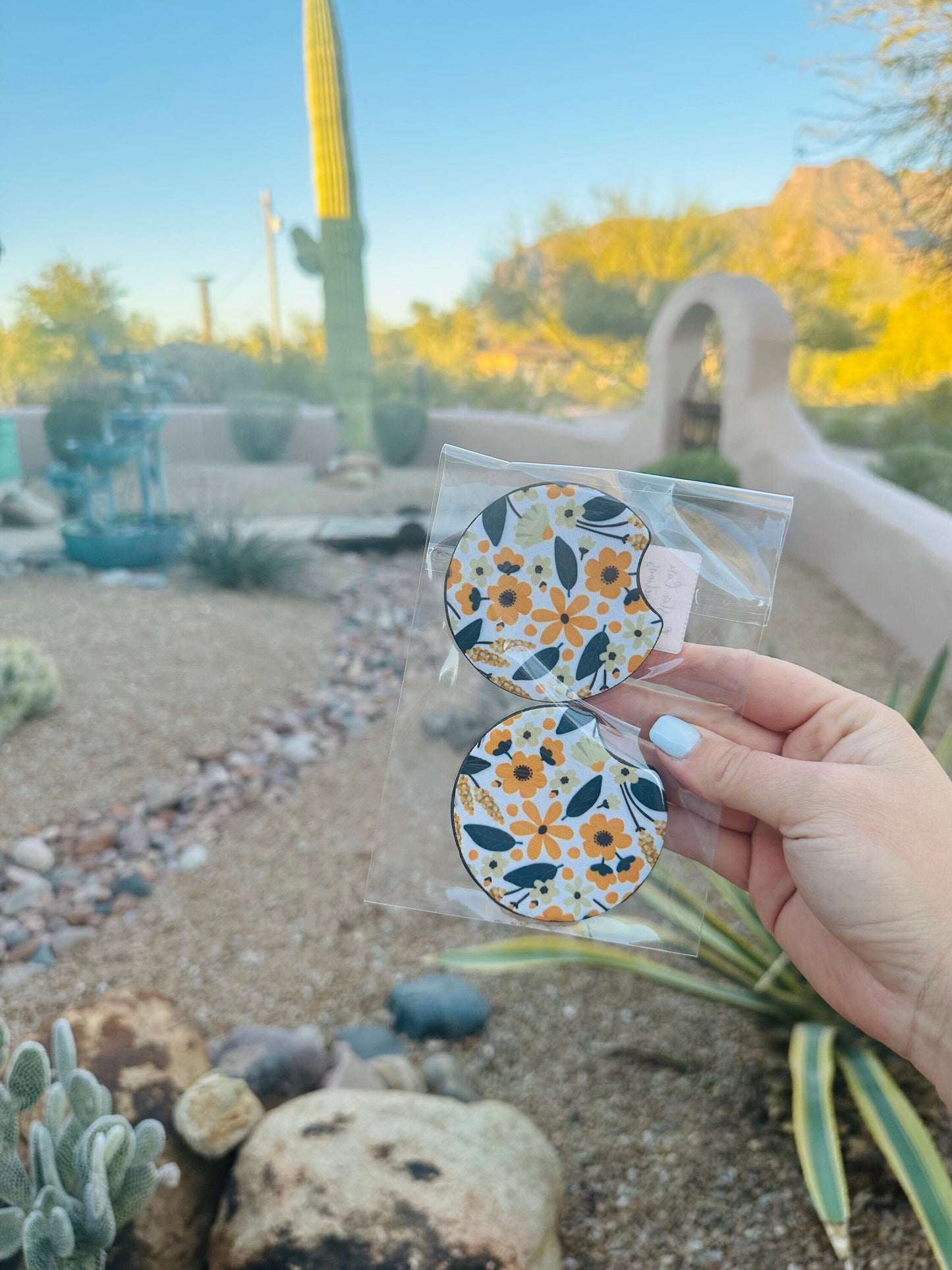 Set of 2 Car Coasters- Birds and Bees