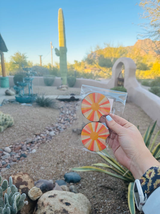 Set of 2 Car Coasters- Sunburst