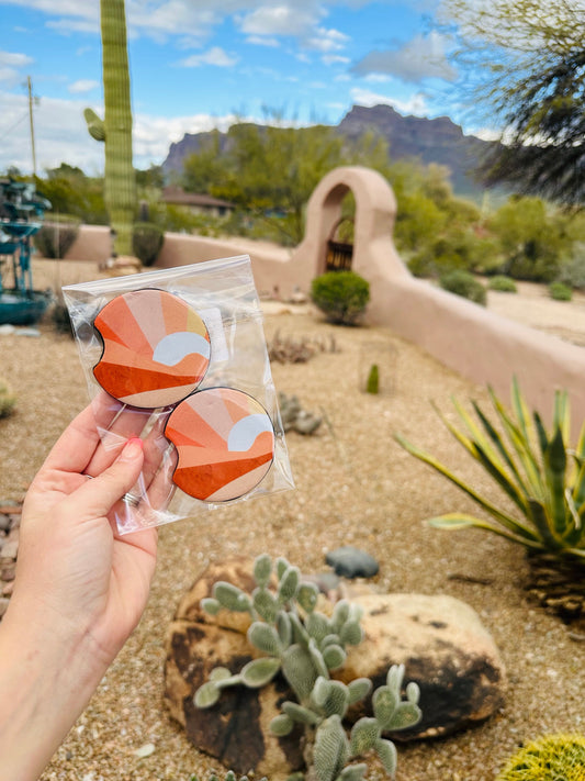 Set of 2 Car  Coasters- Sunset Vibes