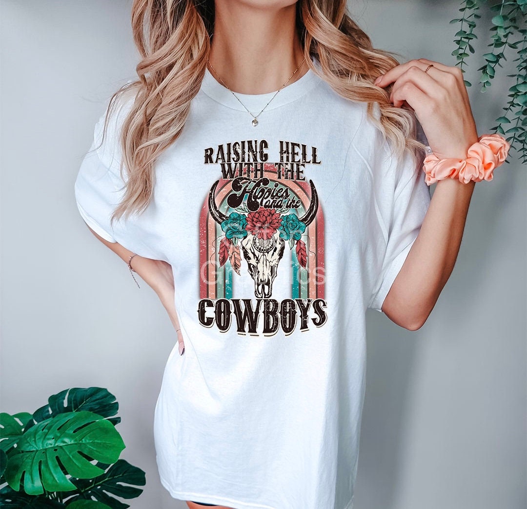 Hippies and Cowboys Graphic  - DTF TRANSFER - Shirt Transfer - DTF Transfer Sheets - Ready To Press Transfer Sheet - High Quality Printed