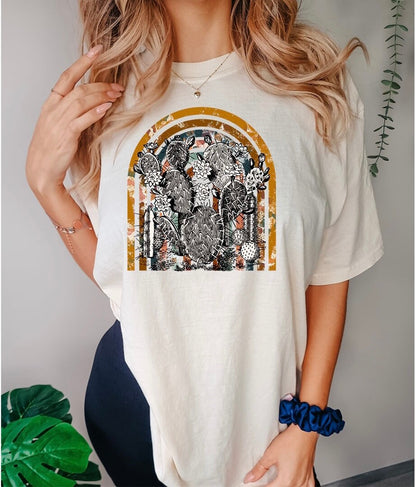 BOHO Western Rainbow Graphic Tee - DTF Printed