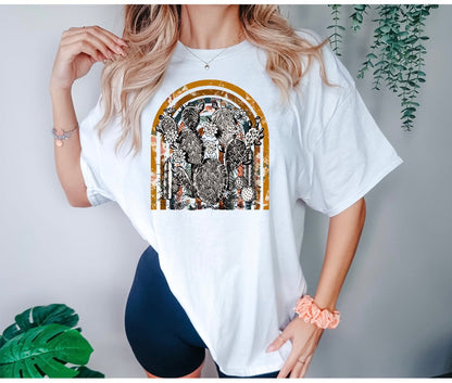 BOHO Western Rainbow Graphic Tee - DTF Printed