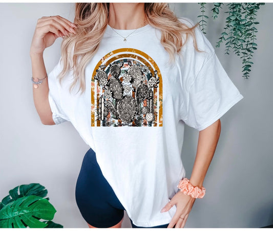 BOHO Western Rainbow Graphic Tee - DTF Printed