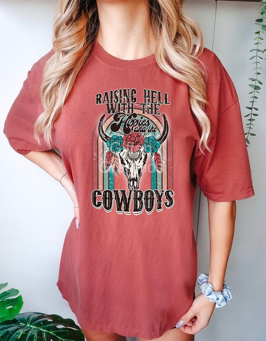Hippies and Cowboys Graphic  - DTF TRANSFER - Shirt Transfer - DTF Transfer Sheets - Ready To Press Transfer Sheet - High Quality Printed