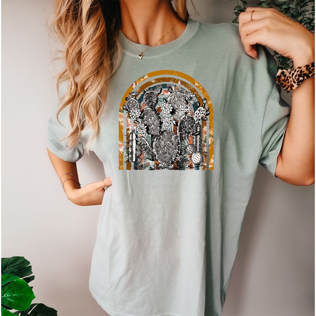BOHO Western Rainbow Graphic Tee - DTF Printed