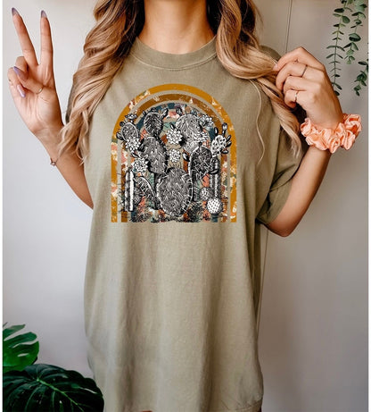 BOHO Western Rainbow Graphic Tee - DTF Printed