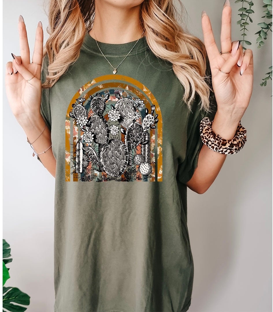 BOHO Western Rainbow Graphic Tee - DTF Printed