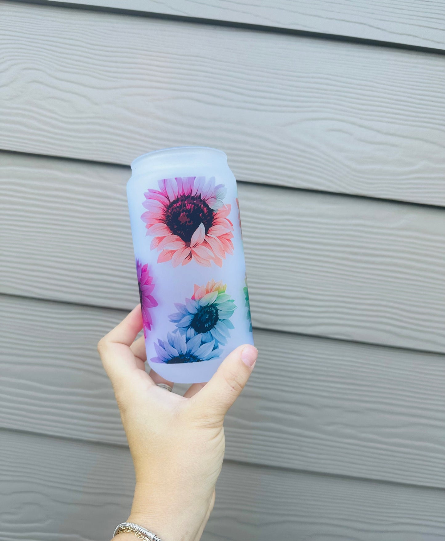 SUNBURST Sunflower - Printed Libby Glass - Dishwasher Safe