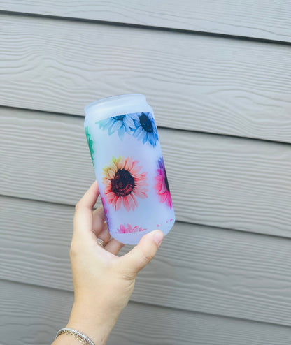SUNBURST Sunflower - Printed Libby Glass - Dishwasher Safe