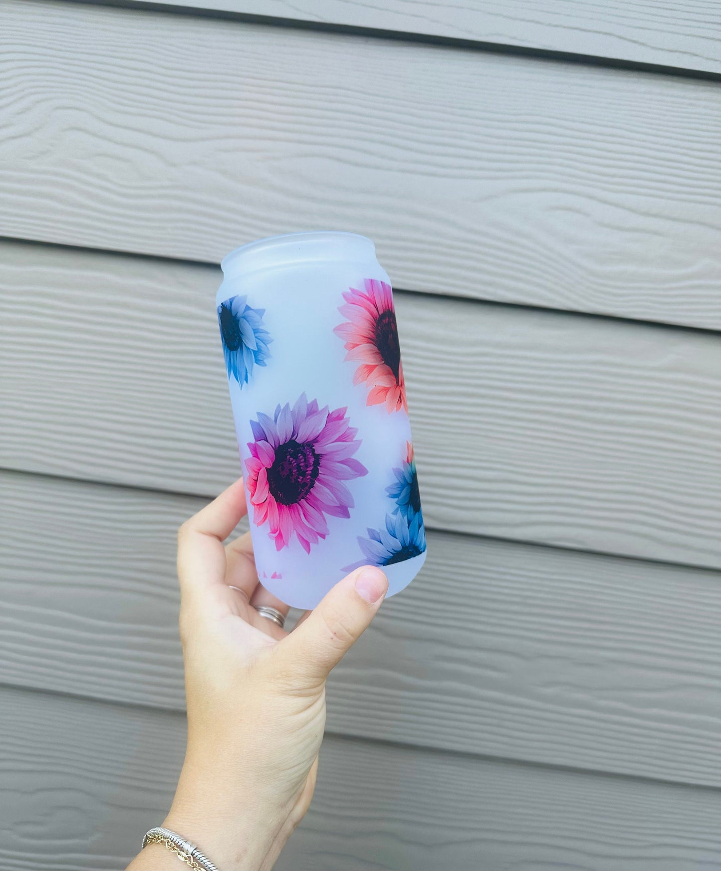 SUNBURST Sunflower - Printed Libby Glass - Dishwasher Safe
