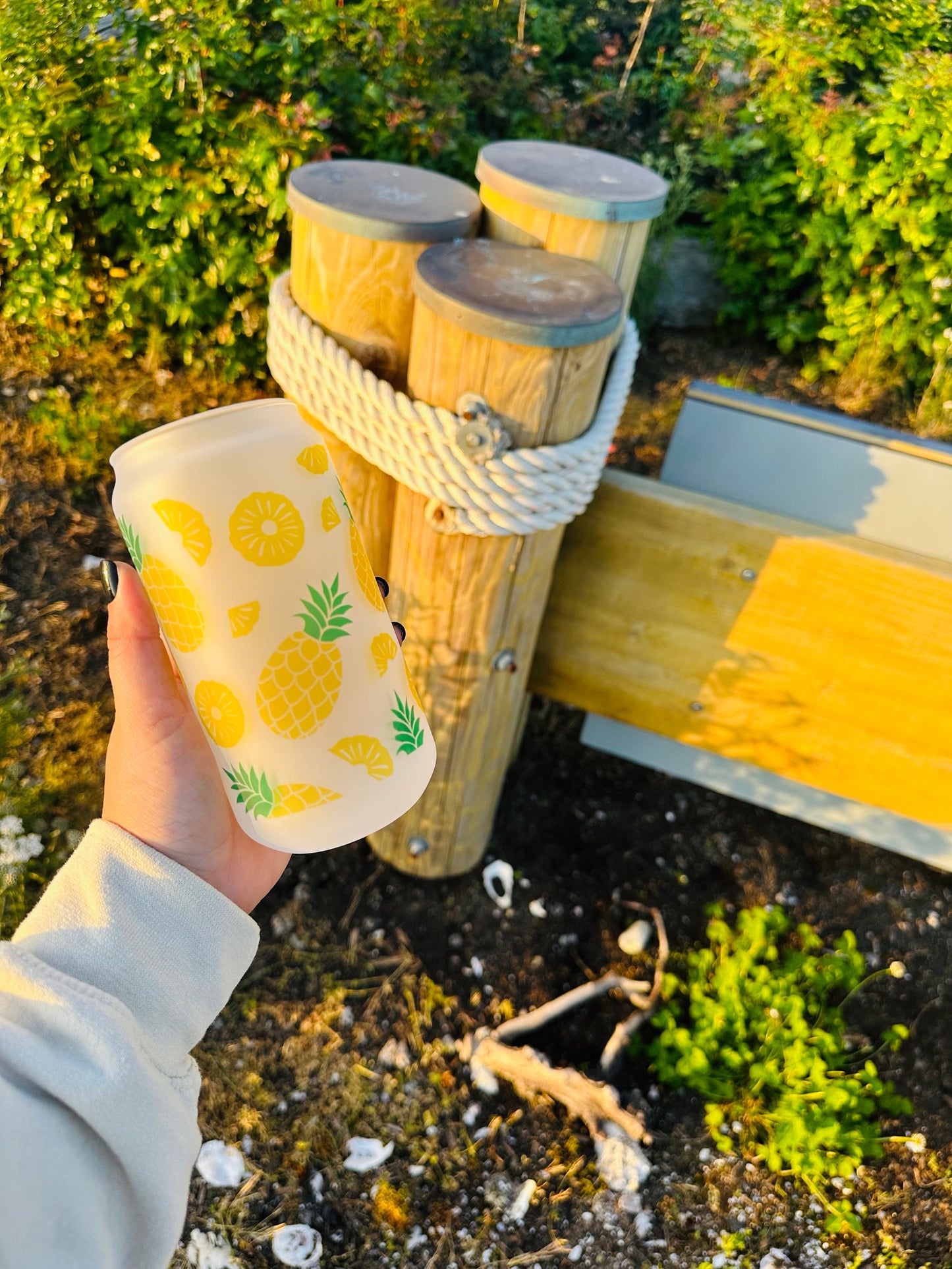 Summer Pineapple Printed Glassware - Dishwasher Safe